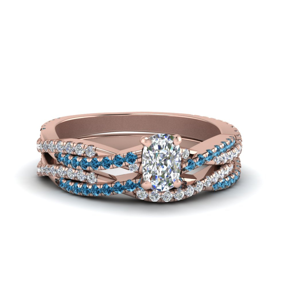 cushion-cut-simple-diamond-twisted-vine-bridal-ring-sets-with-ice-blue-topaz-in-14K-rose-gold-FD8233CUGICBLTO-NL-RG