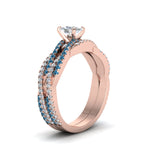 Load image into Gallery viewer, cushion-cut-simple-diamond-twisted-vine-bridal-ring-sets-with-ice-blue-topaz-in-14K-rose-gold-FD8233CUGICBLTO-NL-RG
