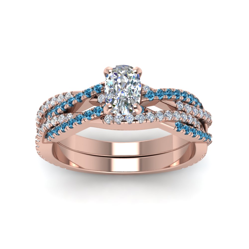 cushion-cut-simple-diamond-twisted-vine-bridal-ring-sets-with-ice-blue-topaz-in-14K-rose-gold-FD8233CUGICBLTO-NL-RG