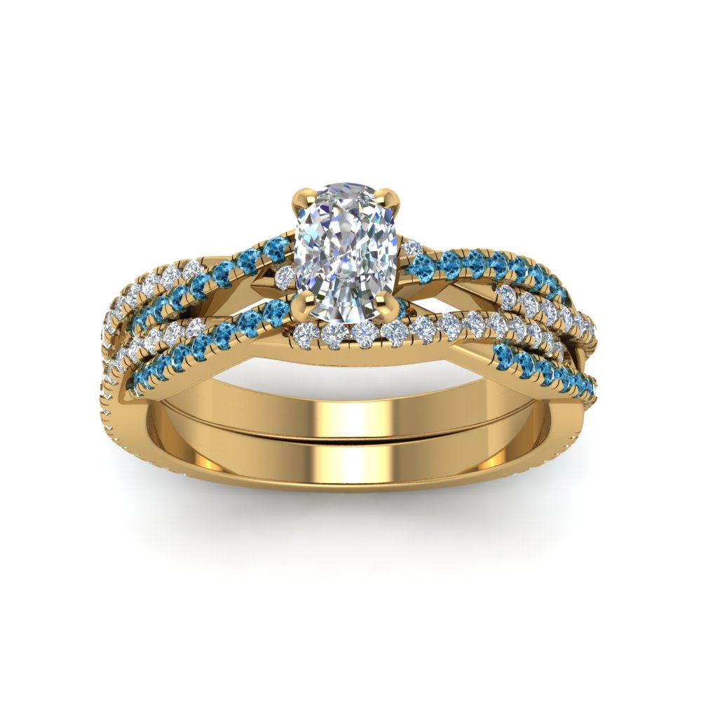 cushion-cut-simple-diamond-twisted-vine-bridal-ring-sets-with-ice-blue-topaz-in-14K-yellow-gold-FD8233CUGICBLTO-NL-YG