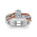 Thumbnail 41 - cushion-cut-simple-diamond-twisted-vine-bridal-ring-sets-with-orange-sapphire-in-14K-white-gold-FD8233CUGSAOR-NL-WG