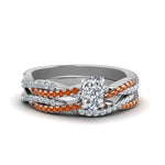 Load image into Gallery viewer, cushion-cut-simple-diamond-twisted-vine-bridal-ring-sets-with-orange-sapphire-in-950-Platinum-FD8233CUGSAOR-NL-WG
