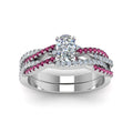 Thumbnail 37 - cushion-cut-simple-diamond-twisted-vine-bridal-ring-sets-with-pink-sapphire-in-14K-white-gold-FD8233CUGSADRPI-NL-WG