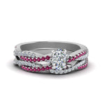 Load image into Gallery viewer, cushion-cut-simple-diamond-twisted-vine-bridal-ring-sets-with-pink-sapphire-in-950-Platinum-FD8233CUGSADRPI-NL-WG
