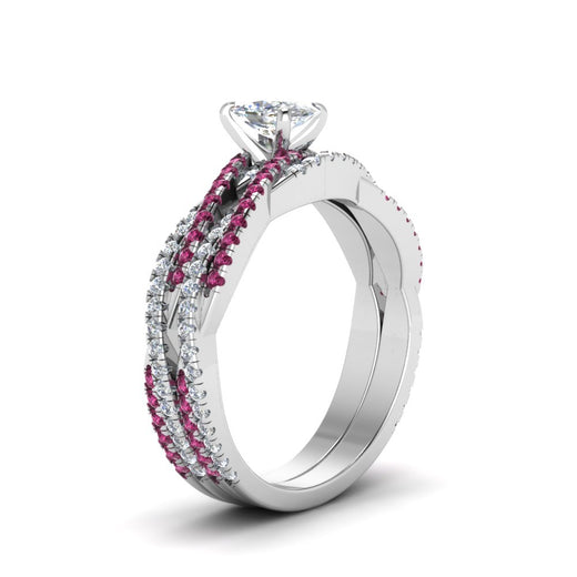 cushion-cut-simple-diamond-twisted-vine-bridal-ring-sets-with-pink-sapphire-in-950-Platinum-FD8233CUGSADRPI-NL-WG