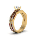 Thumbnail 81 - cushion-cut-simple-diamond-twisted-vine-bridal-ring-sets-with-ruby-in-14K-yellow-gold-FD8233CUGRUDR-NL-YG