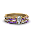 Thumbnail 88 - cushion-cut-simple-diamond-twisted-vine-bridal-ring-sets-with-violac-topaz-in-14K-yellow-gold-FD8233CUGVITO-NL-YG