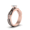 Load image into Gallery viewer, cushion-cut-simple-twisted-vine-bridal-ring-sets-with-black-diamond-in-14K-rose-gold-FD8233CUGBLACK-NL-RG