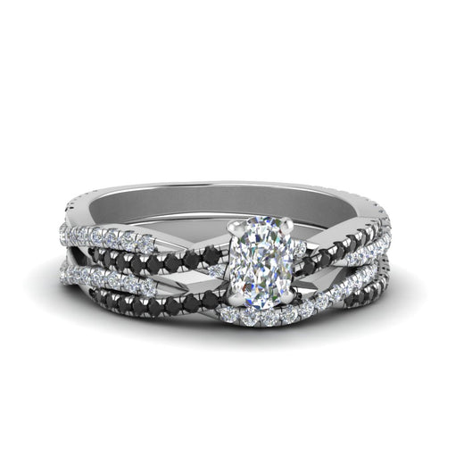 cushion-cut-simple-twisted-vine-bridal-ring-sets-with-black-diamond-in-950-Platinum-FD8233CUGBLACK-NL-WG