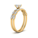 Load image into Gallery viewer, cushion-cut-single-prong-marquise-diamond-engagement-ring-and-band-in-FD9939CU-NL-YG
