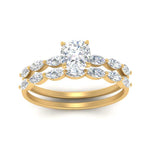 Load image into Gallery viewer, cushion-cut-single-prong-marquise-diamond-engagement-ring-and-band-in-FD9939CU-NL-YG

