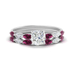 Load image into Gallery viewer, cushion-cut-single-prong-marquise-pink-sapphire-engagement-ring-and-band-in-FD9939CUGSADRPI-NL-WG
