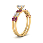 Load image into Gallery viewer, cushion-cut-single-prong-marquise-pink-sapphire-engagement-ring-and-band-in-FD9939CUGSADRPI-NL-YG
