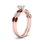 Load image into Gallery viewer, cushion-cut-single-prong-marquise-ruby-engagement-ring-and-band-in-FD9939CUGRUDR-NL-RG
