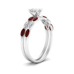 Load image into Gallery viewer, cushion-cut-single-prong-marquise-ruby-engagement-ring-and-band-in-FD9939CUGRUDR-NL-WG
