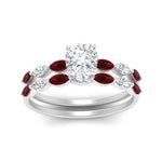 Load image into Gallery viewer, cushion-cut-single-prong-marquise-ruby-engagement-ring-and-band-in-FD9939CUGRUDR-NL-WG
