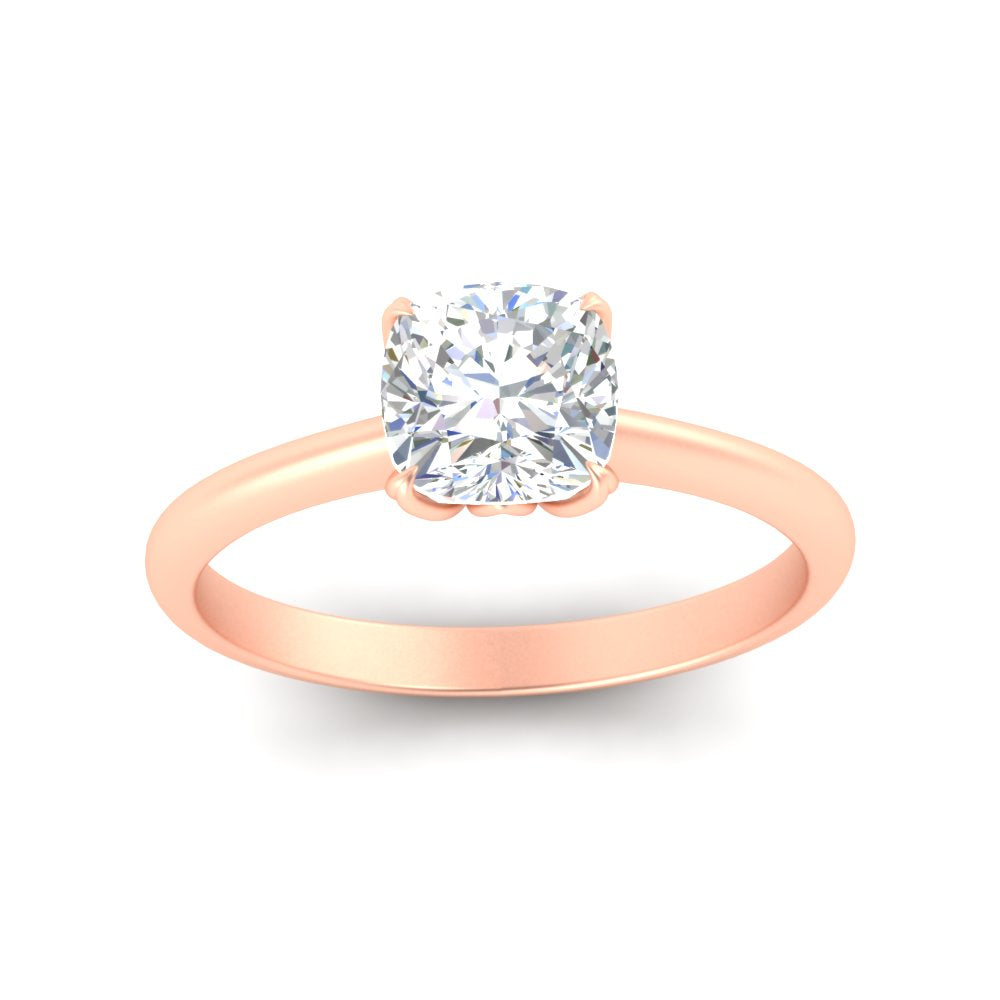 Floral Head Cushion Solitaire Cathedral Ring