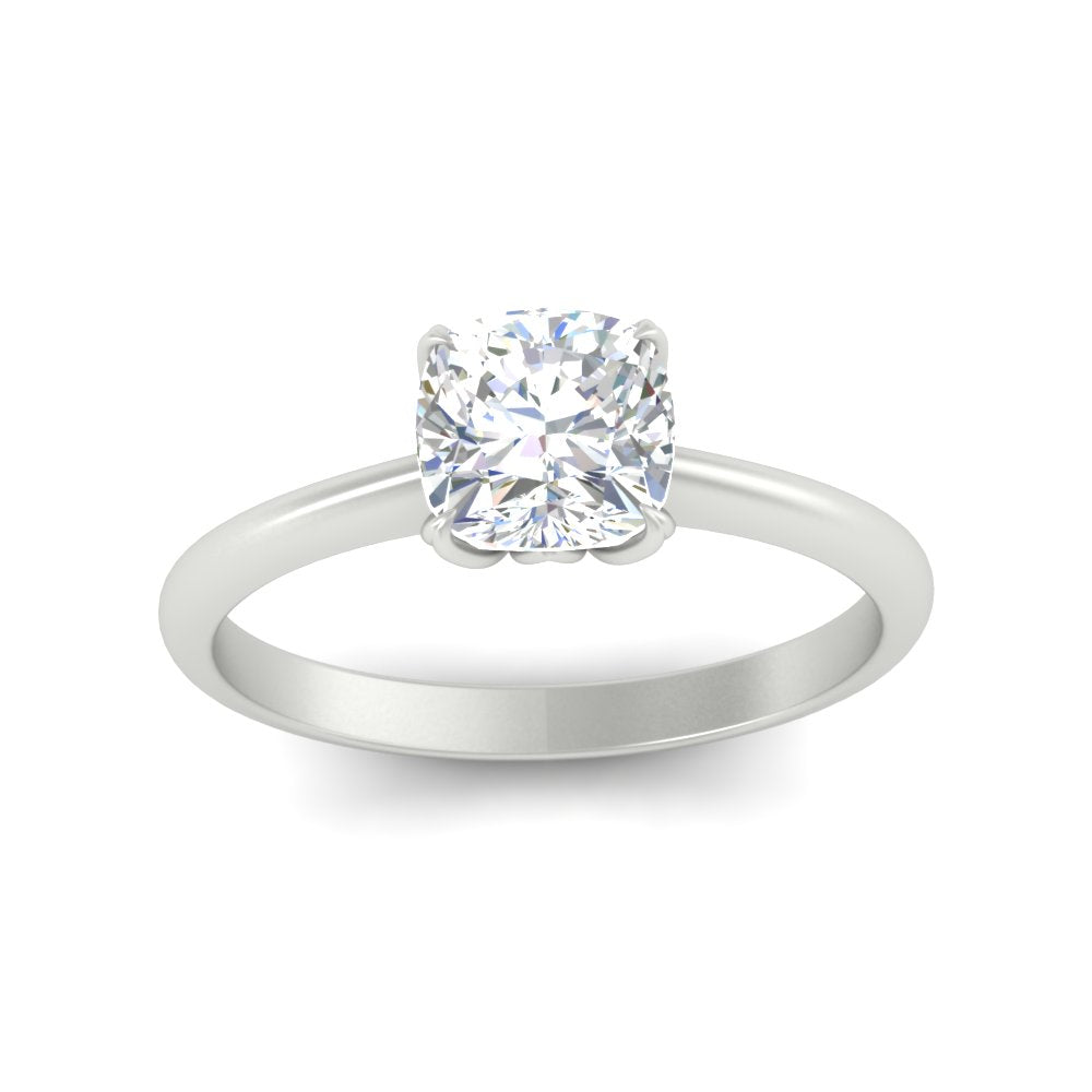 Floral Head Cushion Solitaire Cathedral Ring