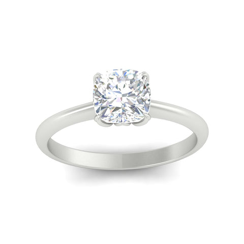 Floral Head Cushion Solitaire Cathedral Ring