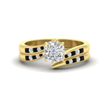 Load image into Gallery viewer, cushion-cut-swirl-channel-diamond-bridal-set-with-black-diamond-in-yellow-gold-FDENS4028CUGBLACK-NL-YG.jpg
