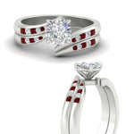 Load image into Gallery viewer, cushion-cut-swirl-channel-diamond-bridal-set-with-ruby-in-white-gold-FDENS4028CUGRUDR-NL-WG.jpg
