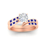 Load image into Gallery viewer, cushion-cut-swirl-channel-diamond-bridal-set-with-sapphire-in-rose-gold-FDENS4028CUGSABL-NL-RG.jpg
