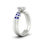 Load image into Gallery viewer, cushion-cut-swirl-channel-diamond-bridal-set-with-sapphire-in-white-gold-FDENS4028CUGSABL-NL-WG.jpg
