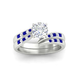 Load image into Gallery viewer, cushion-cut-swirl-channel-diamond-bridal-set-with-sapphire-in-white-gold-FDENS4028CUGSABL-NL-WG.jpg
