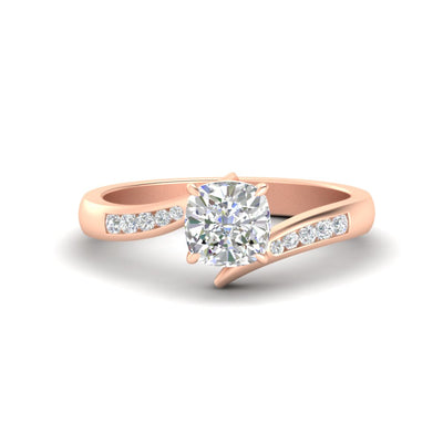 Cushion Cut Channel Set Swirl Diamond Ring