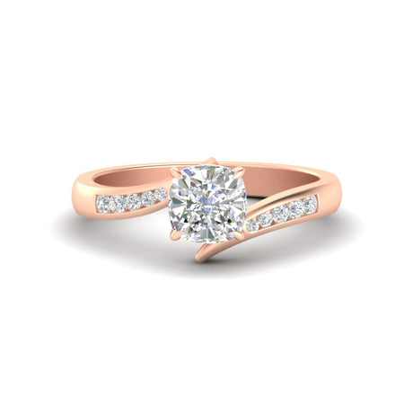 Cushion Cut Channel Set Swirl Diamond Ring