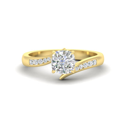 Cushion Cut Channel Set Swirl Diamond Ring