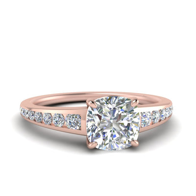 Cushion Cut Lab Grown Diamond Graduated Channel Ring