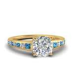 Load image into Gallery viewer, cushion-cut-swirl-engraved-channel-accent-diamond-engagement-ring-with-blue-topaz-in-FD122866CURGICBLTO-NL-YG
