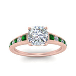 Load image into Gallery viewer, cushion-cut-swirl-engraved-channel-accent-diamond-engagement-ring-with-emerald-in-FD122866CURGEMGR-NL-RG
