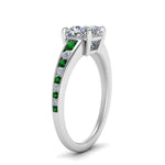 Load image into Gallery viewer, cushion-cut-swirl-engraved-channel-accent-diamond-engagement-ring-with-emerald-in-FD122866CURGEMGR-NL-WG
