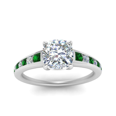 cushion-cut-swirl-engraved-channel-accent-diamond-engagement-ring-with-emerald-in-FD122866CURGEMGR-NL-WG