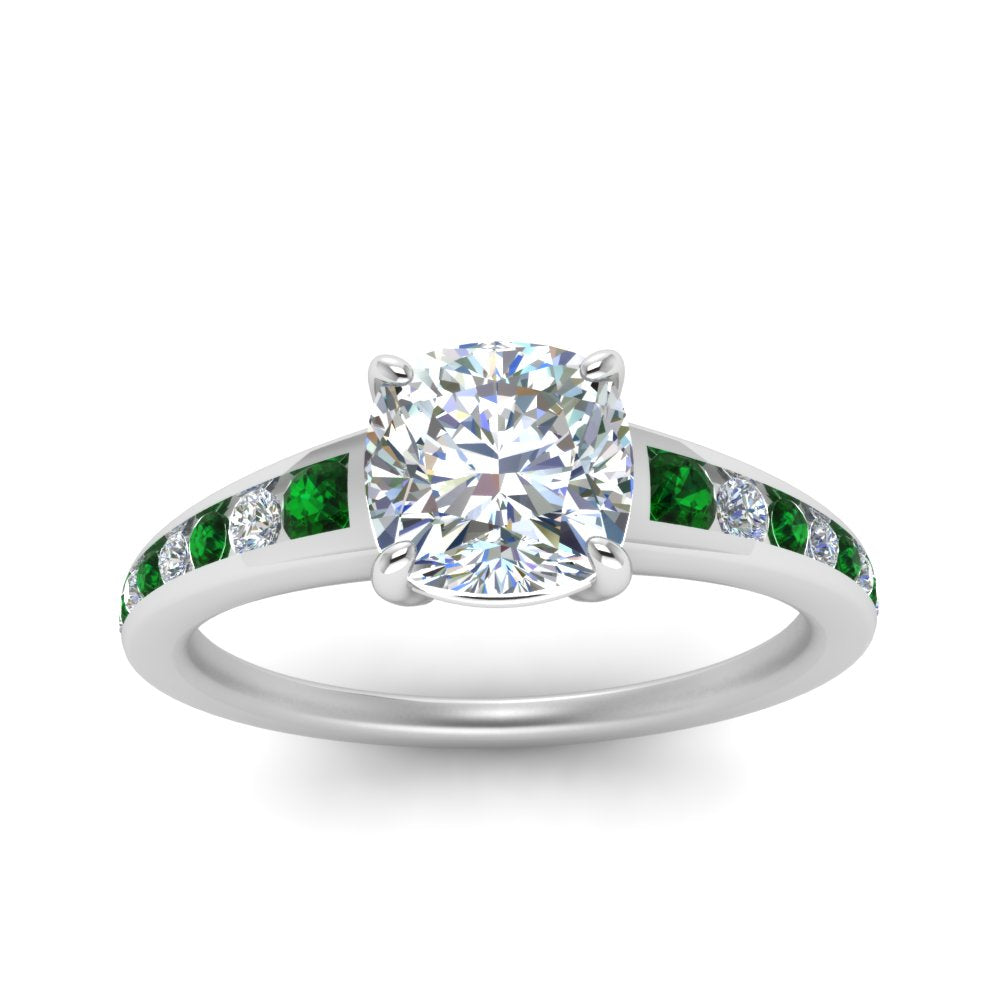 cushion-cut-swirl-engraved-channel-accent-diamond-engagement-ring-with-emerald-in-FD122866CURGEMGR-NL-WG