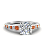 Load image into Gallery viewer, cushion-cut-swirl-engraved-channel-accent-diamond-engagement-ring-with-orange-sapphire-in-FD122866CURGSAOR-NL-WG
