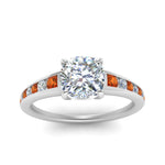 Load image into Gallery viewer, cushion-cut-swirl-engraved-channel-accent-diamond-engagement-ring-with-orange-sapphire-in-FD122866CURGSAOR-NL-WG
