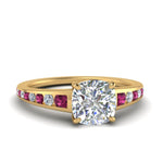Load image into Gallery viewer, cushion-cut-swirl-engraved-channel-accent-diamond-engagement-ring-with-pink-sapphire-in-FD122866CURGSADRPI-NL-YG
