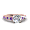 Load image into Gallery viewer, cushion-cut-swirl-engraved-channel-accent-diamond-engagement-ring-with-purple-topaz-in-FD122866CURGVITO-NL-RG