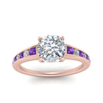 Load image into Gallery viewer, cushion-cut-swirl-engraved-channel-accent-diamond-engagement-ring-with-purple-topaz-in-FD122866CURGVITO-NL-RG
