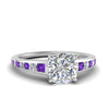 Load image into Gallery viewer, cushion-cut-swirl-engraved-channel-accent-diamond-engagement-ring-with-purple-topaz-in-FD122866CURGVITO-NL-WG