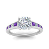 Load image into Gallery viewer, cushion-cut-swirl-engraved-channel-accent-diamond-engagement-ring-with-purple-topaz-in-FD122866CURGVITO-NL-WG