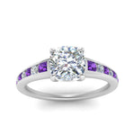 Load image into Gallery viewer, cushion-cut-swirl-engraved-channel-accent-diamond-engagement-ring-with-purple-topaz-in-FD122866CURGVITO-NL-WG

