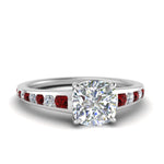 Load image into Gallery viewer, cushion-cut-swirl-engraved-channel-accent-diamond-engagement-ring-with-ruby-in-FD122866CURGRUDR-NL-WG

