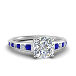Load image into Gallery viewer, cushion-cut-swirl-engraved-channel-accent-diamond-engagement-ring-with-sapphire-in-FD122866CURGSABL-NL-WG
