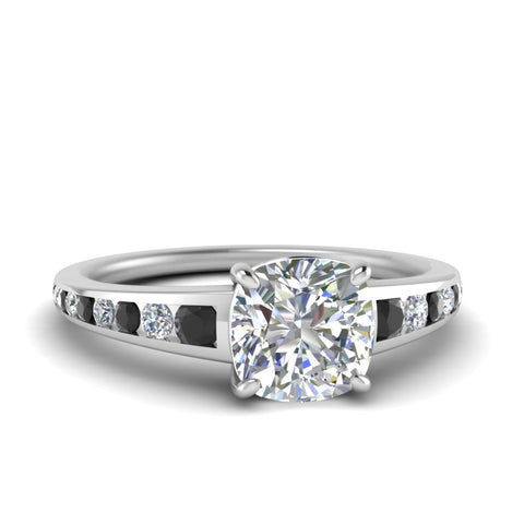 cushion-cut-swirl-engraved-channel-accent-engagement-ring-with-black-diamond-in-FD122866CURGBLACK-NL-WG