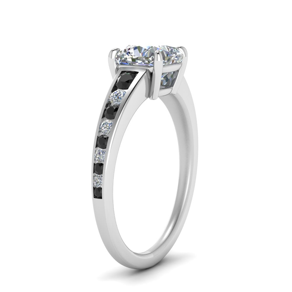 cushion-cut-swirl-engraved-channel-accent-engagement-ring-with-black-diamond-in-FD122866CURGBLACK-NL-WG