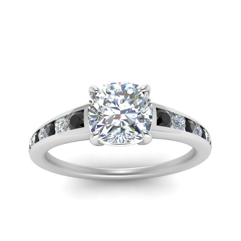 cushion-cut-swirl-engraved-channel-accent-engagement-ring-with-black-diamond-in-FD122866CURGBLACK-NL-WG